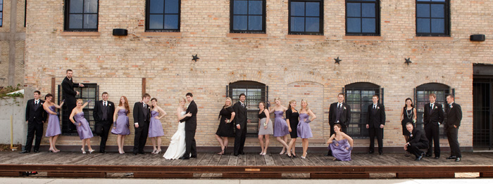 Fun wedding party on the Mississippi Riverfront in Minneapolis, MN.