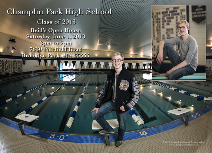 Back of Reid's Senior Champlin Park High School Open House Announcement