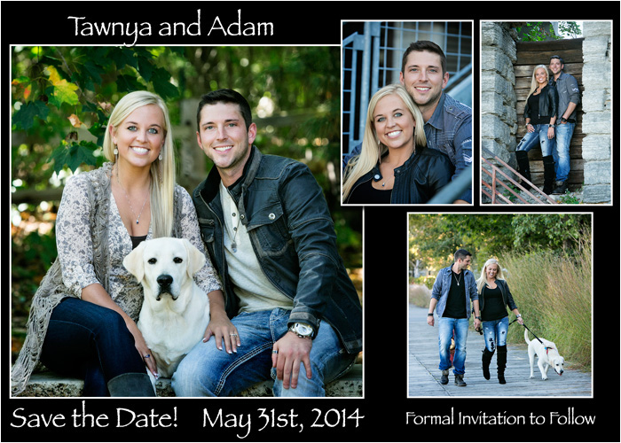 Here's the Save the Date cards I've designed for Tawnya and Adam for their May 31st, 2014 wedding!