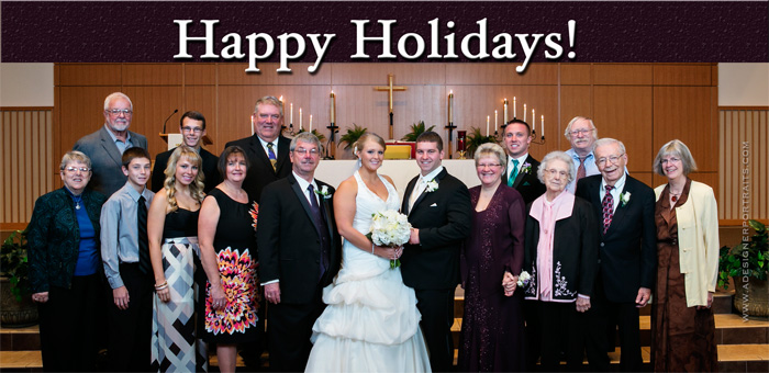 Christmas Card design for the Johnson family from Pete and Lauren's wedding at King of Kings Lutheran Church in Woodbury, MN.