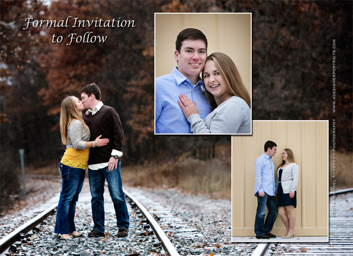 Front side layout of Patrick and Brittany's Save the Date card.