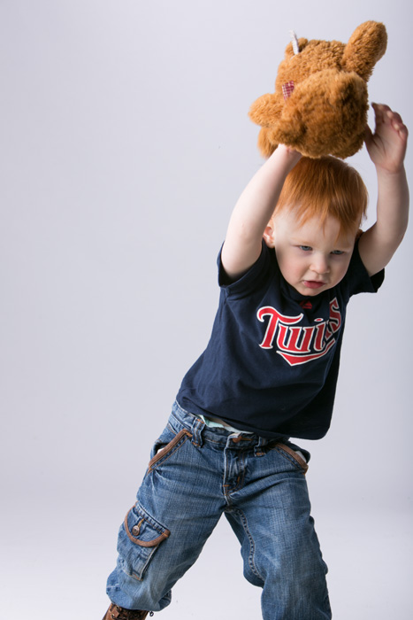 Two year old portraits of a boy in Minnesota Twins gear.