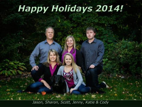 The Holiday Card design of the Helgemoe family for 2014. Family portrait taken at Anderson's Portrait Park in Mounds View, MN.