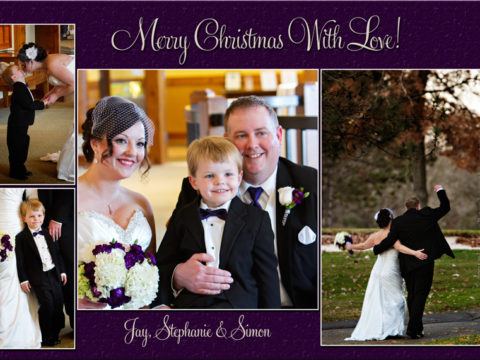 Christmas Card designs. This one features four fun wedding photographs from Jay and Stephanie's awesome Bunker Hills Event Center wedding just a few weeks ago on November 1st!