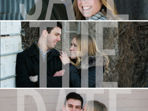 Front side of the custom Save the Date Cards we've designed for Andy & Laura.