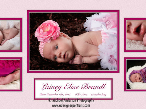 Newborn portrait collage of three week old Lainey Elise.