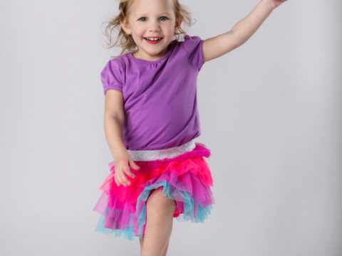 Two year old portraits of Brynlee having fun dancing in the studio.