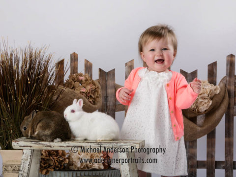 One year old Olivia and her 2015 real Easter Bunny photos.