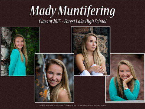 Mady's Forest Lake High School Graduation Announcement (Front side). Senior portrait s taken on the North Shore of Lake Superior by Michael Anderson Photography.