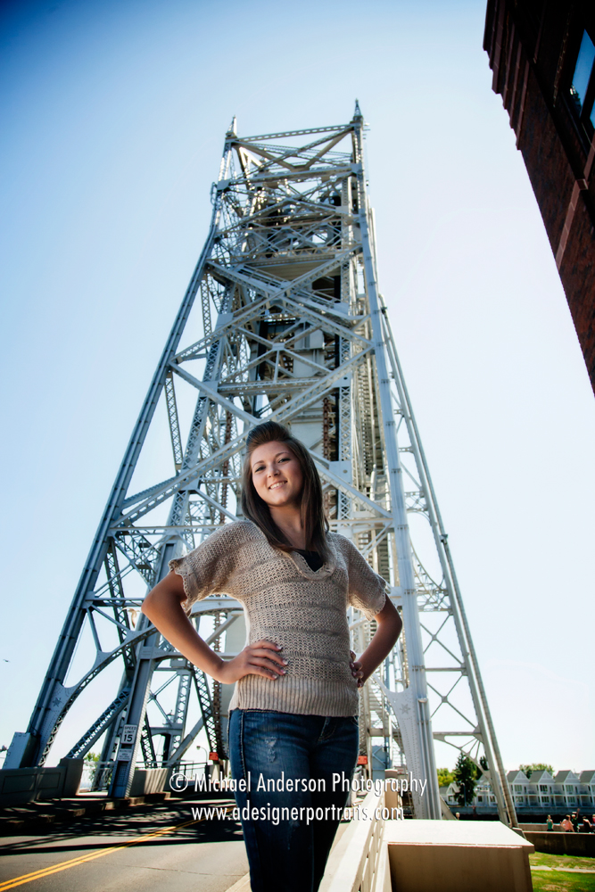 Lake Superior photography and a high school senior portrait created by the famous Duluth Aerial Lift Bridge.