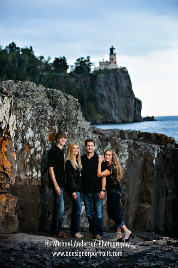 Lake Superior Photography family portrait taken at Split Rock Lighthouse State Park on the north shore of Lake Superior.