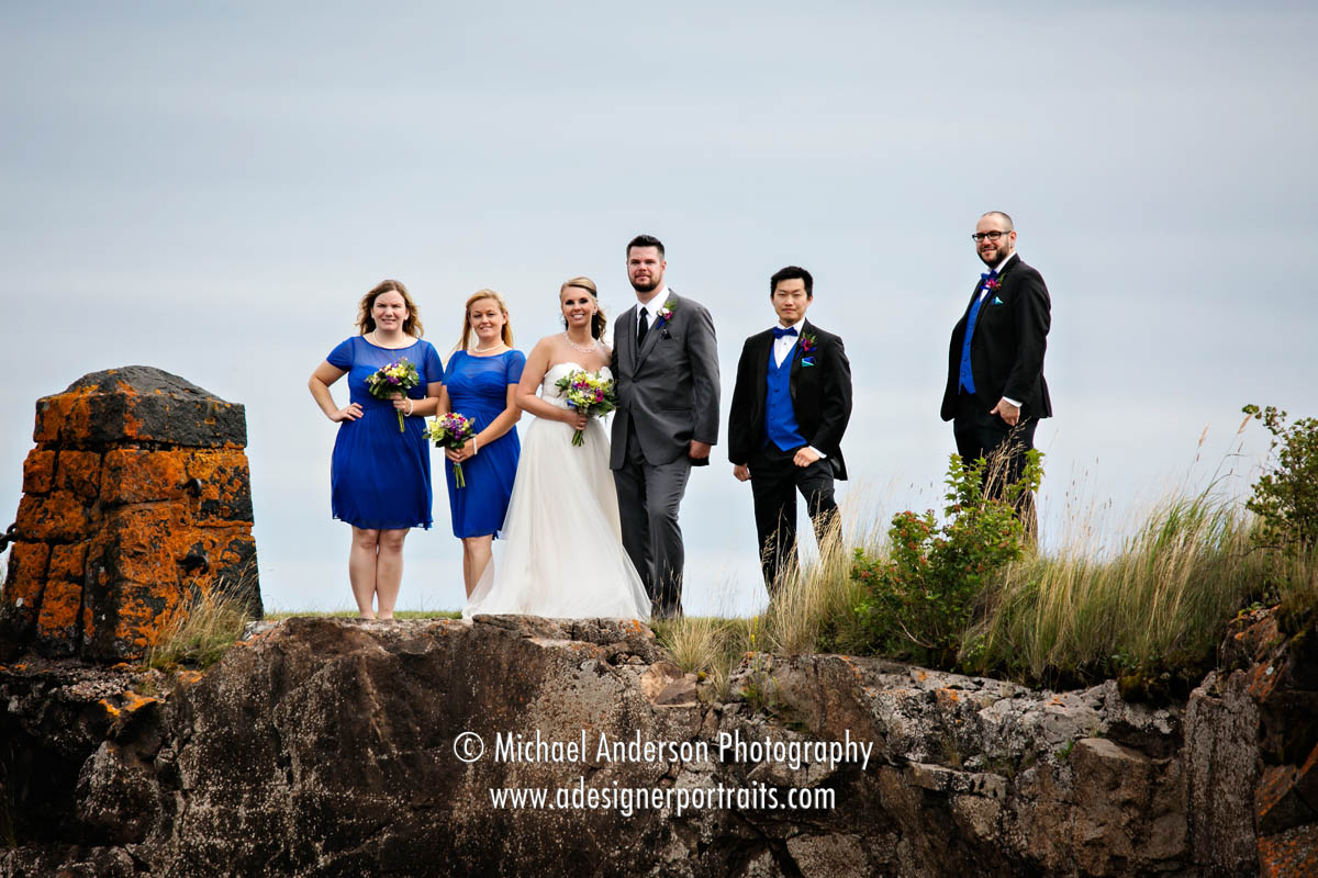 Destination Wedding Photography Of A Party On Cliff Destination Wedding Photography Of A Party On Cliff Overlooking Lake Superior At Gooseberry Falls