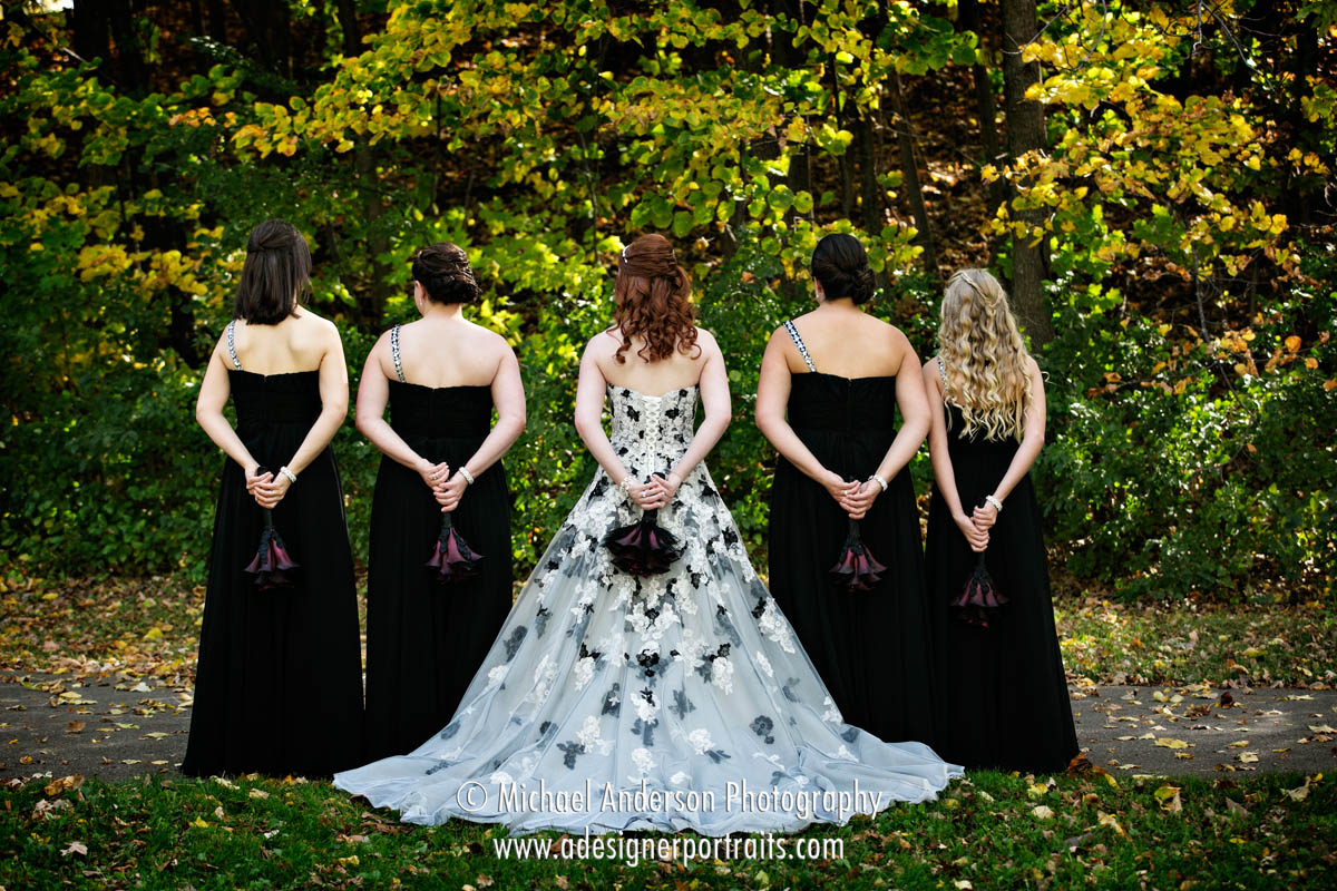 A Fun Wedding Photo Showing The Back Of Dresses Bride A Fun Wedding Photo Showing The Back Of Dresses And Pretty Bouquets