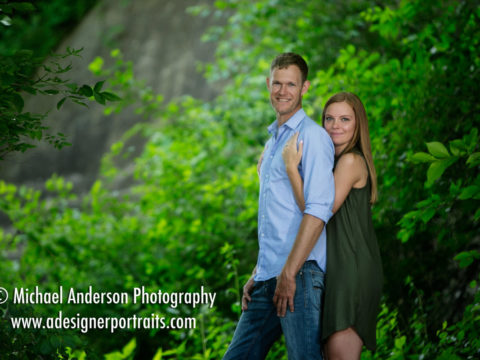 A really cute couple in a beautiful lush green location for one their Stillwater engagement portraits.
