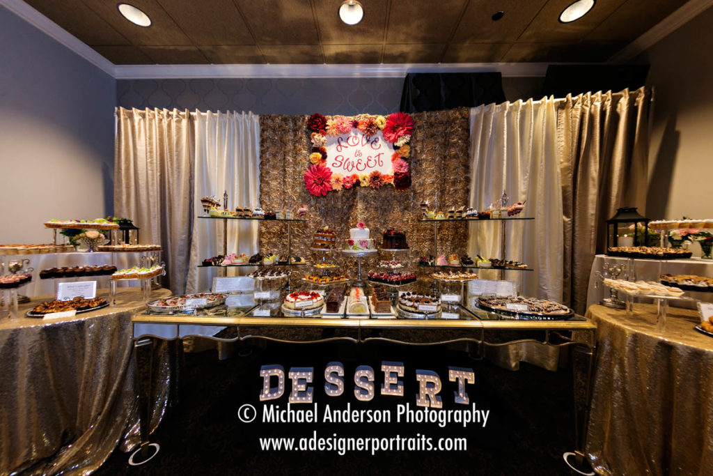 A "Dessert Room" created by Dorothy Ann's Bakery from Woodbury, MN. The beautiful, tasty room was created for their daughter's Mississippi Gardens wedding reception in Minneapolis, MN.