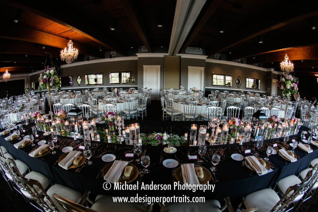 The stunning ballroom at a beautiful Mississippi Gardens wedding reception in Minneapolis, MN.