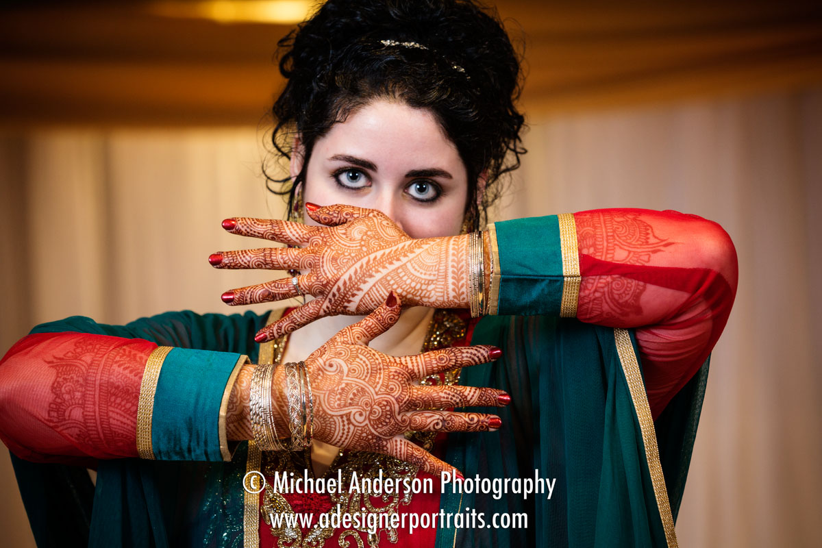 Alayna's intricate Mehndi on her hands. Her wedding was held at the Hindu Temple of Minnesota.