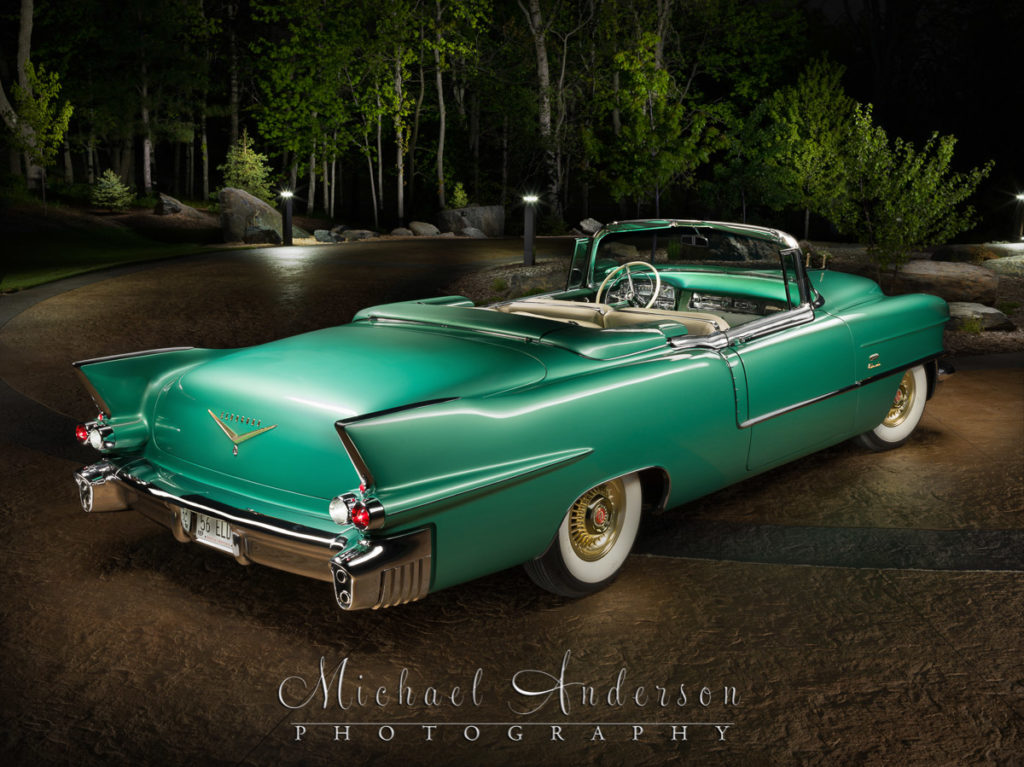 Here's the final image of a 1957 Cadillac Eldorado after the light painting was done in Adobe Photoshop.