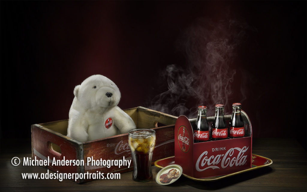 The completed look of my light painted Coca-Cola products.
