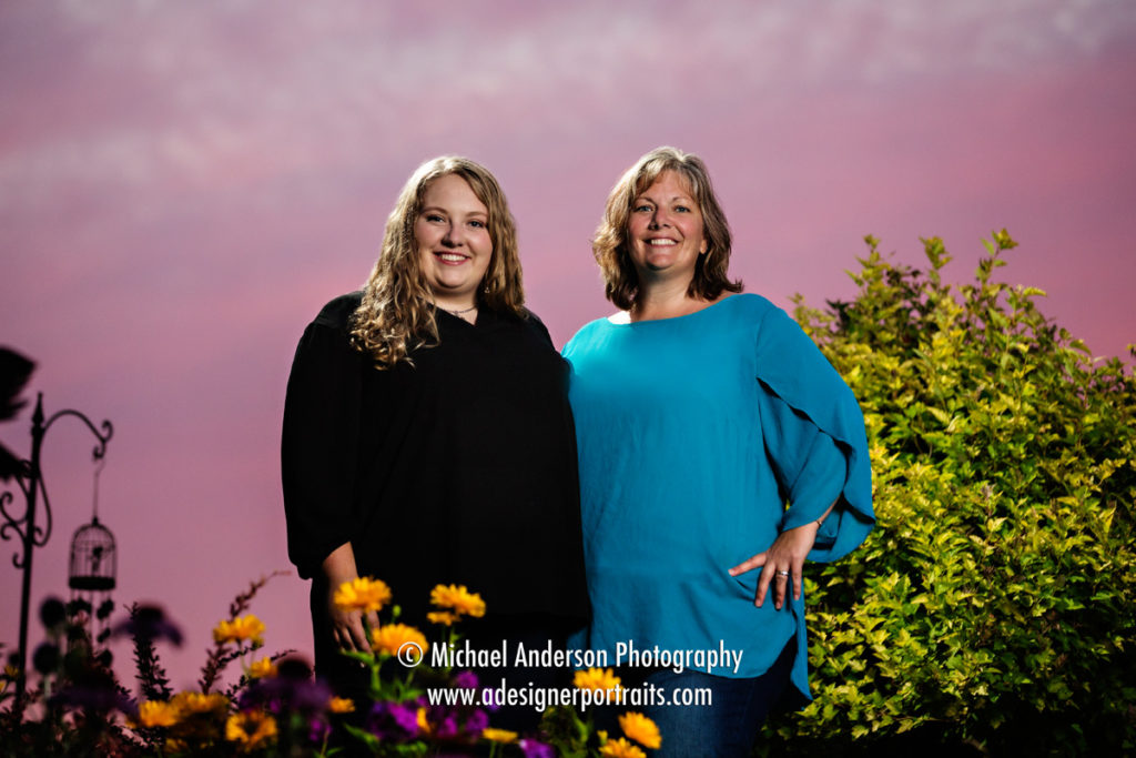 Mother & daughter and a stunning sunset senior portrait. Image was created during her Lake Superior senior portraits at Gooseberry Park Cottages & Motel.