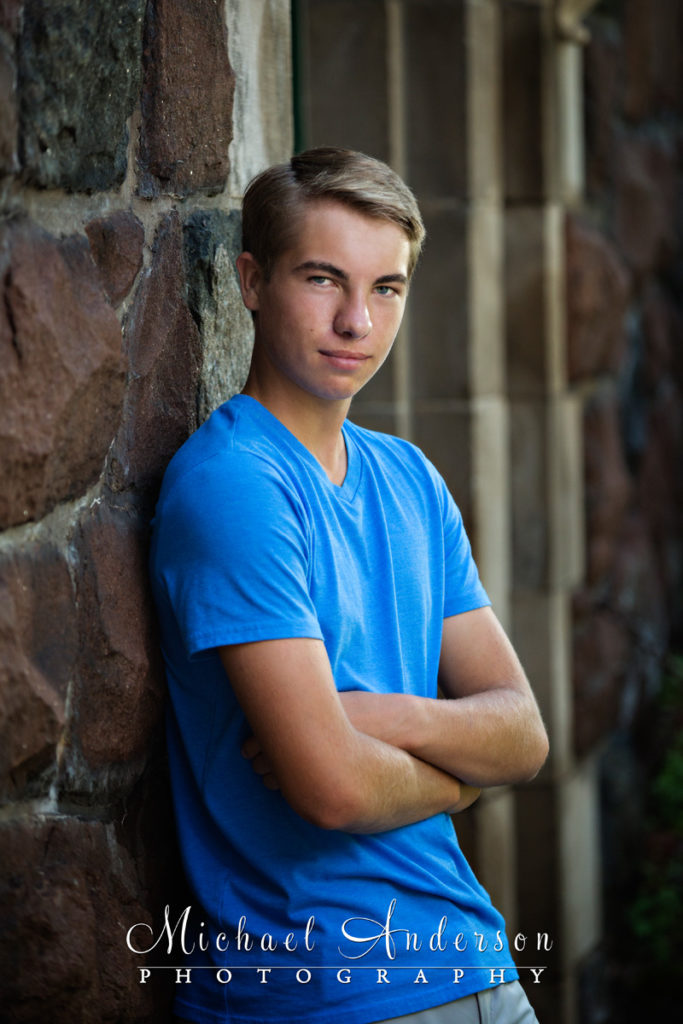 Ben's Lake Superior senior portraits. Image was created at the historic Glensheen Mansion in Duluth, MN.
