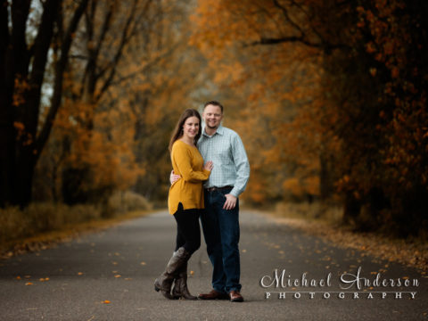 Lochness Park engagement portraits of Dan and Katie in the pretty fall colors.