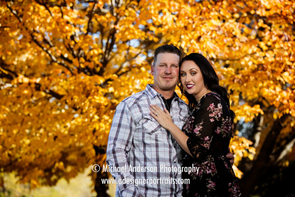 Beautiful fall colors showcased in this Long Lake Regional Park engagement portrait.