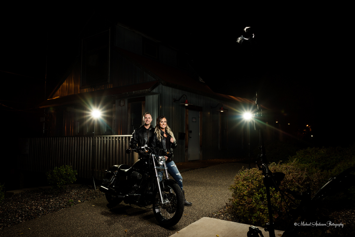 The base image of Corey and Ashley prior to creating their stunning Harley Davidson engagement light painting.