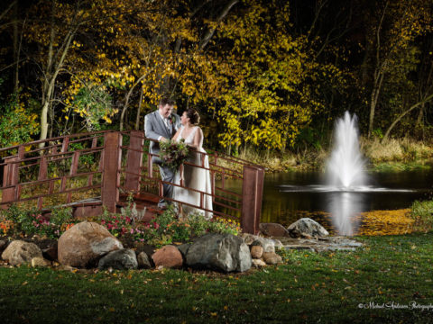 Light Painting Wedding Photography. The pretty fall color Minnesota Horse and Hunt Club light painting of Eric and Amanda. The image was created at their wedding reception.