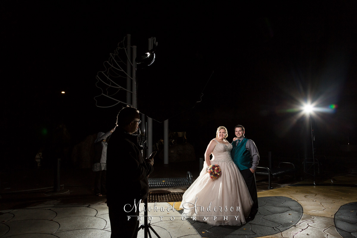 The starting image of the bride and groom before their Minnesota Zoo light painting began.