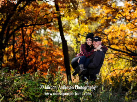 A super cute couple in the stunning fall colors during their Long Lake Regional Park engagement portraits.