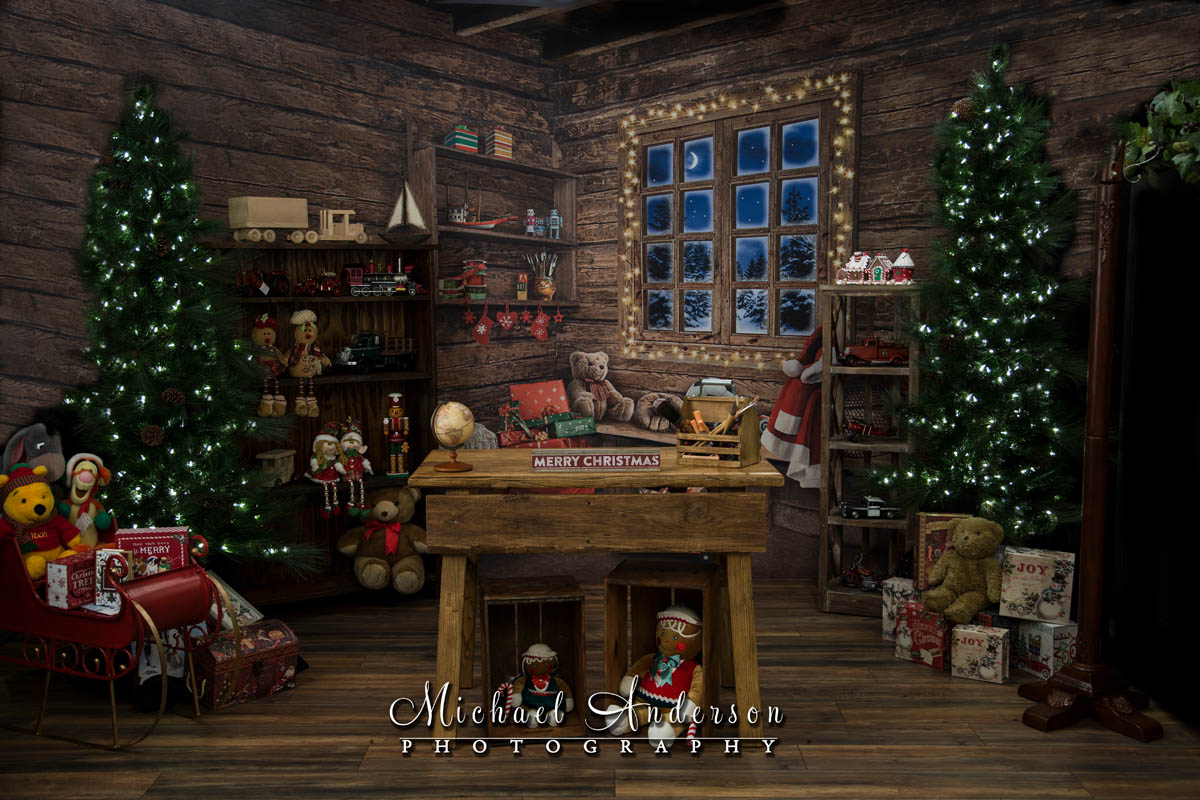 Our "Santa’s Workshop" set before light painting it for The Best Santa...
