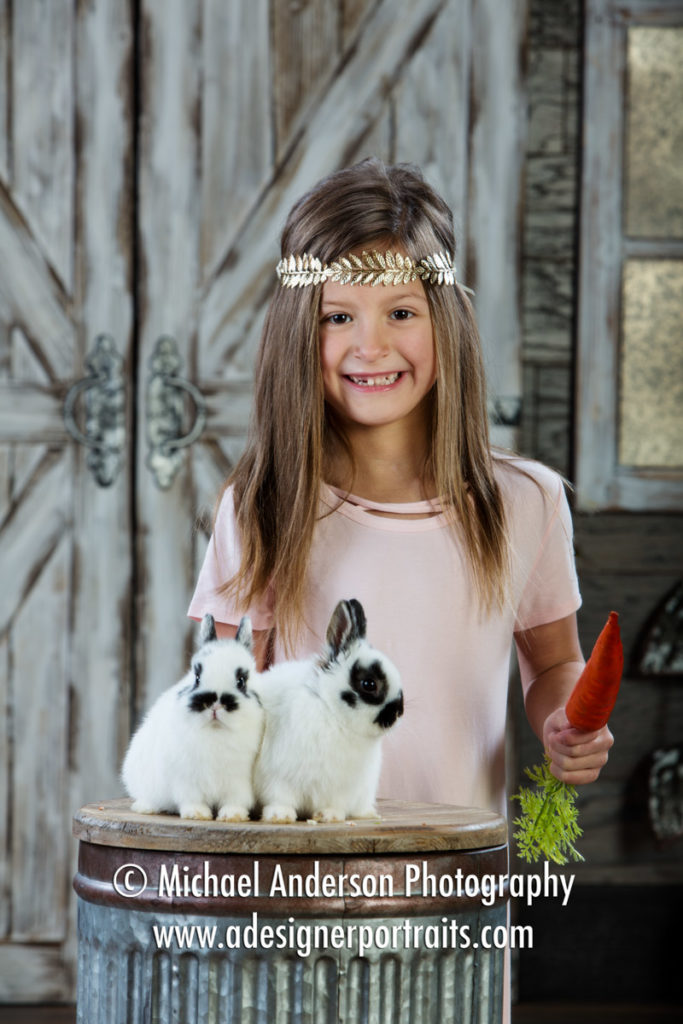 Mounds View MN Portrait Photographer Easter Photos With Real Bunnies.