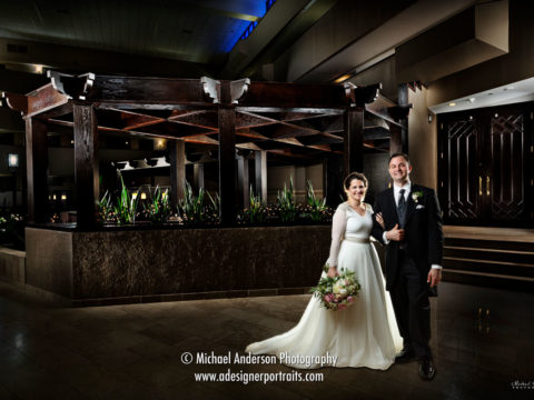 A unique light painted wedding photo created at the Sheraton Minneapolis West Hotel in Minnetonka, MN.