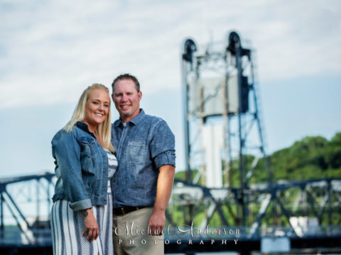 Before and after engagement photos in Stillwater. This is the after image where we added fill lighting from our custom built golf cart light stand.