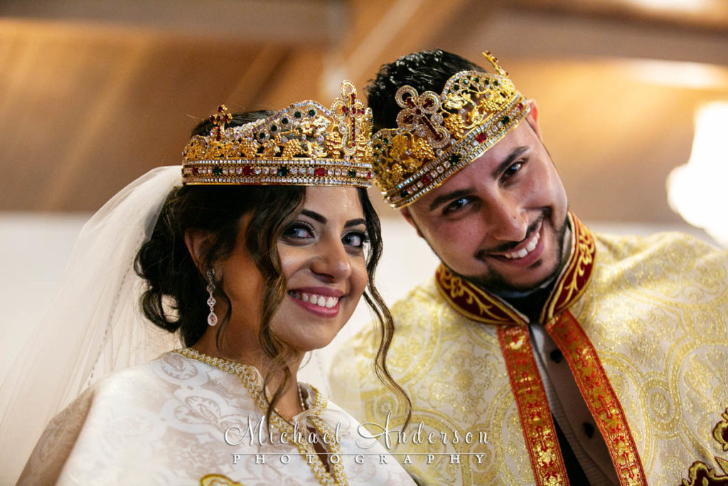 St. Mary's Coptic Orthodox Church wedding photos of the bride and groom during their wedding ceremony.