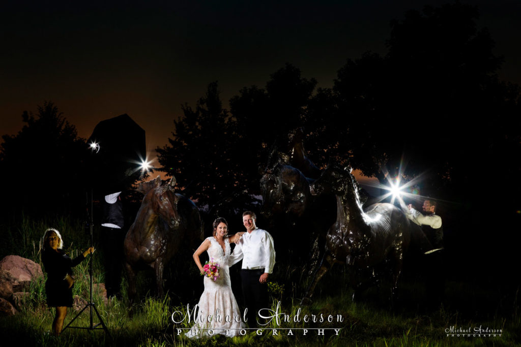 The "before" image of Shayne and Lyndsey's The Meadows at Mystic Lake wedding light painting.