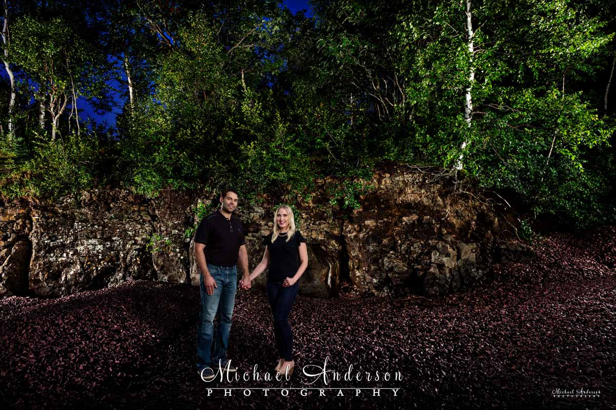 The completed Lake Superior light painted engagement photograph created at Iona's Beach.