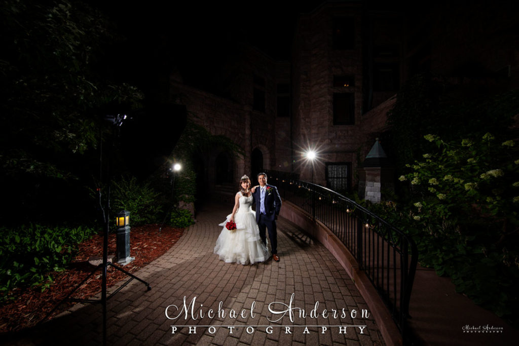 The set-up shot, before light painting. The Van Dusen Mansion light painted wedding photograph.