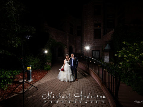 The set-up shot, before light painting. The Van Dusen Mansion light painted wedding photograph.