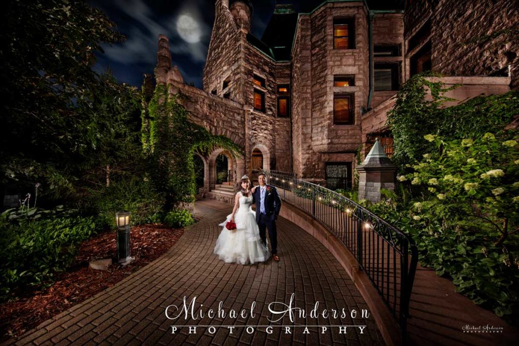 The-Van-Dusen-Mansion-light-painted-wedding-photograph-under-a-full-moon