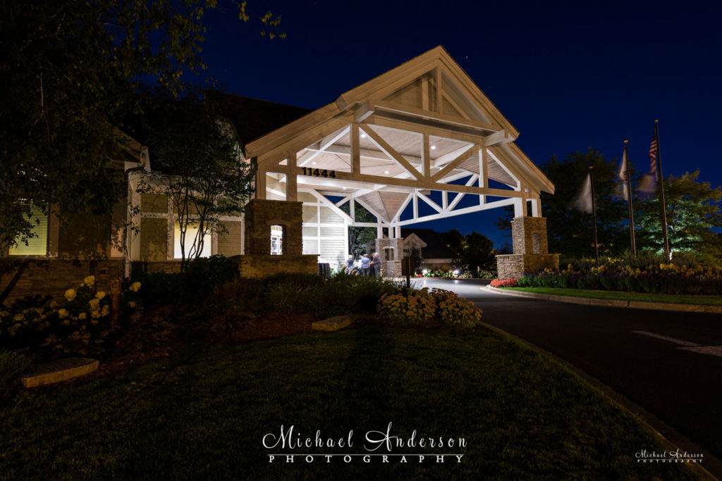 A very simple night photo of the clubhouse at the TPC Twin Cities in Blaine, MN.