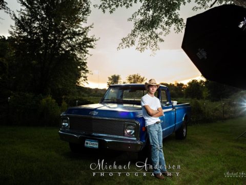 A blue 1969 Chevy Truck before Light Painting it.