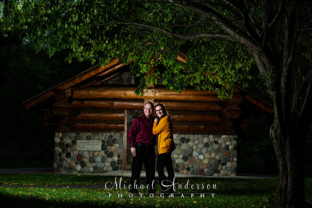 Very cool Rotary Nature Preserve engagement portraits done with creative lighting at nightfall.