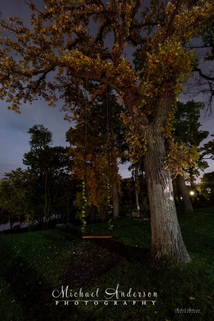 The location for a Leopold's Mississippi Gardens wedding light painting on a cold and windy October night.