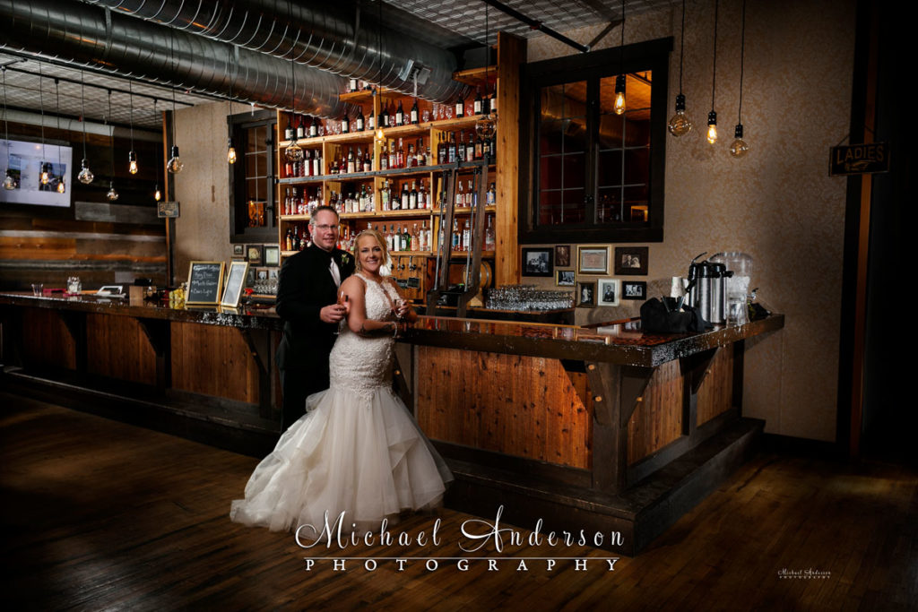 A cool light painted wedding photograph at The 3 Ten Event Center in Faribault, MN.