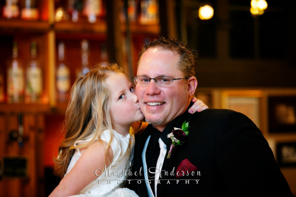 The 3 Ten Event Venue wedding photos of the groom and his six-year-old daughter.