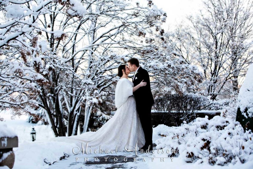A stunning winter wedding photograph taken shortly before the couples' Rush Creek wedding ceremony.