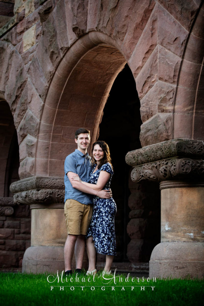 U of M engagement portraits in front of Pillsbury Hall.