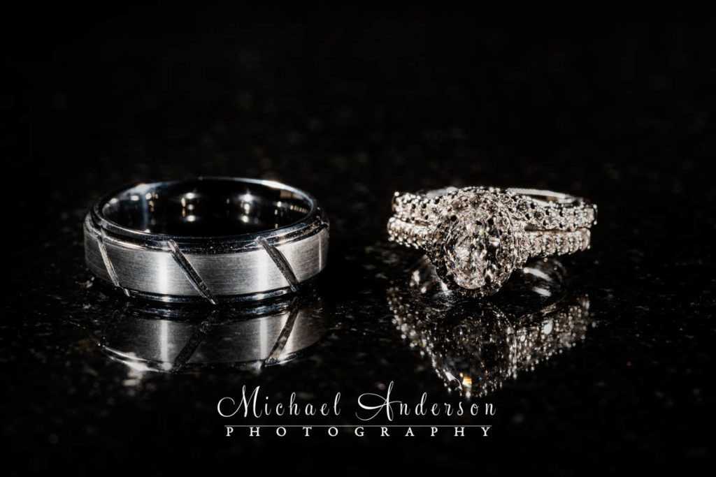 A pretty light painted photograph of the couple's wedding rings at The Grand Hotel in Minneapolis, MN.